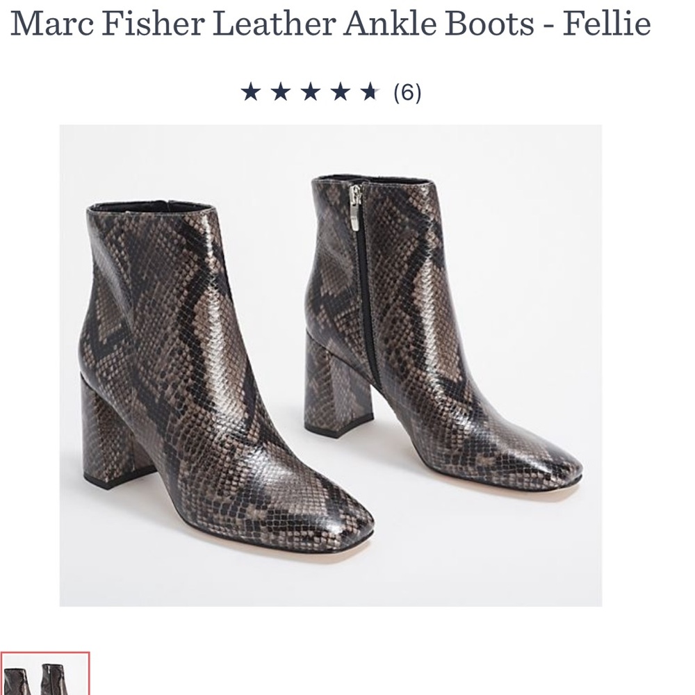 Marc Fisher Brown and Black Snake Print Ankle Boots